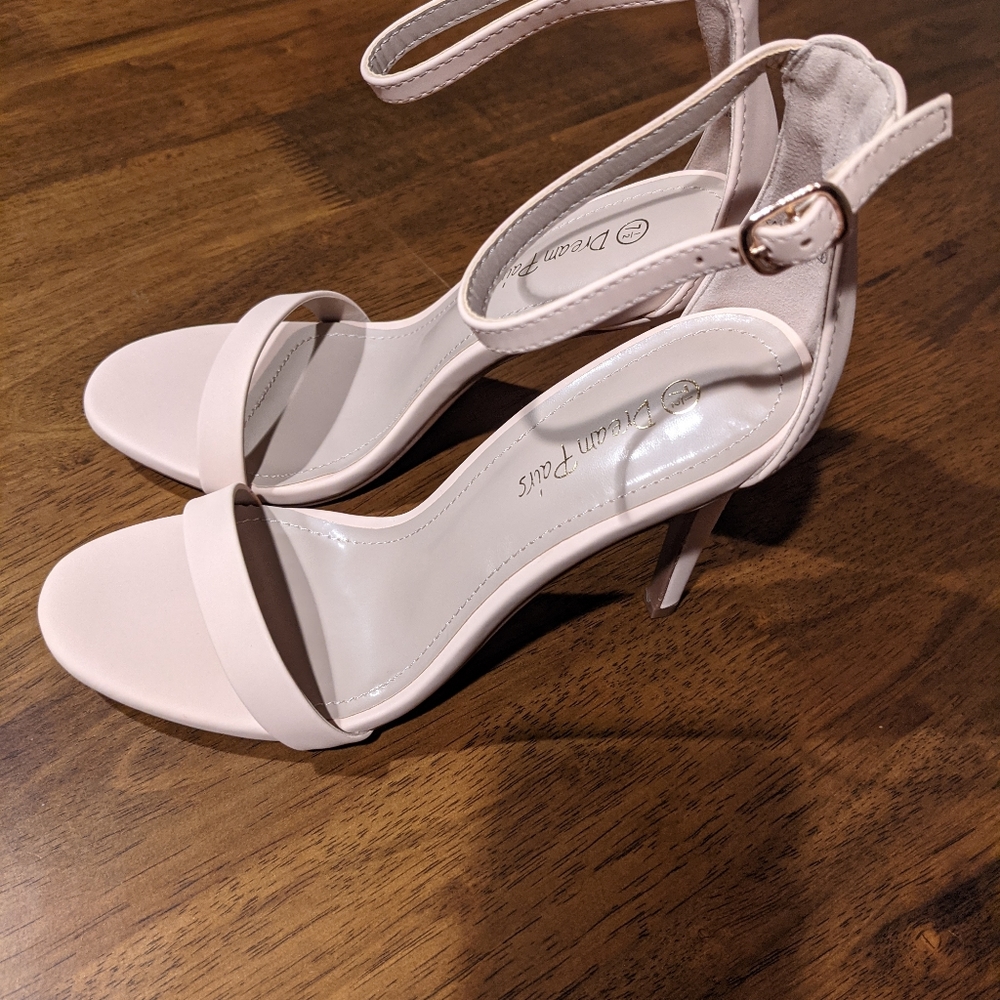 Nude Ankle Strap Heels